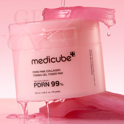 MEDICUBE Pdrn Pink Collagen Toning Gel Toner Pad