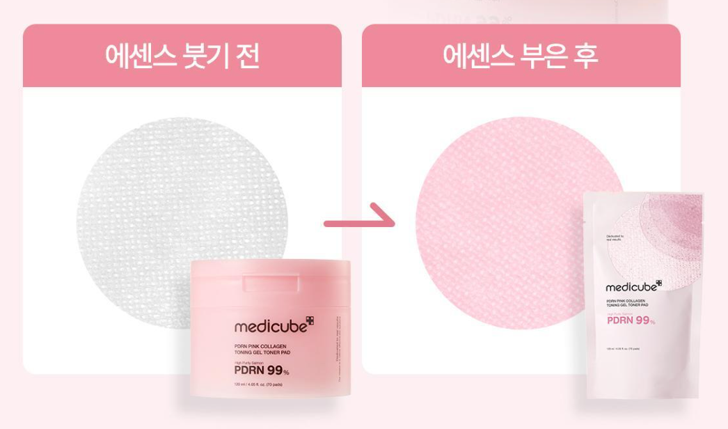 MEDICUBE Pdrn Pink Collagen Toning Gel Toner Pad